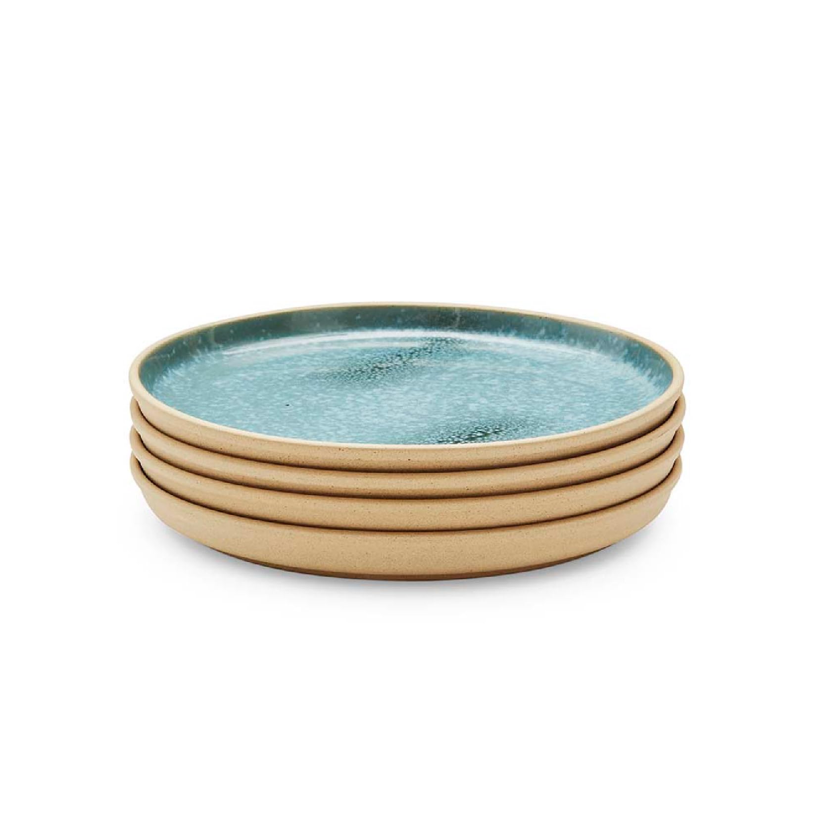 Portmeirion x Minerals 4-Piece Jade Side Plate Set (20cm) – Green Reactive Glaze Stoneware Plates for Starters, Desserts and Modern Everyday Tableware