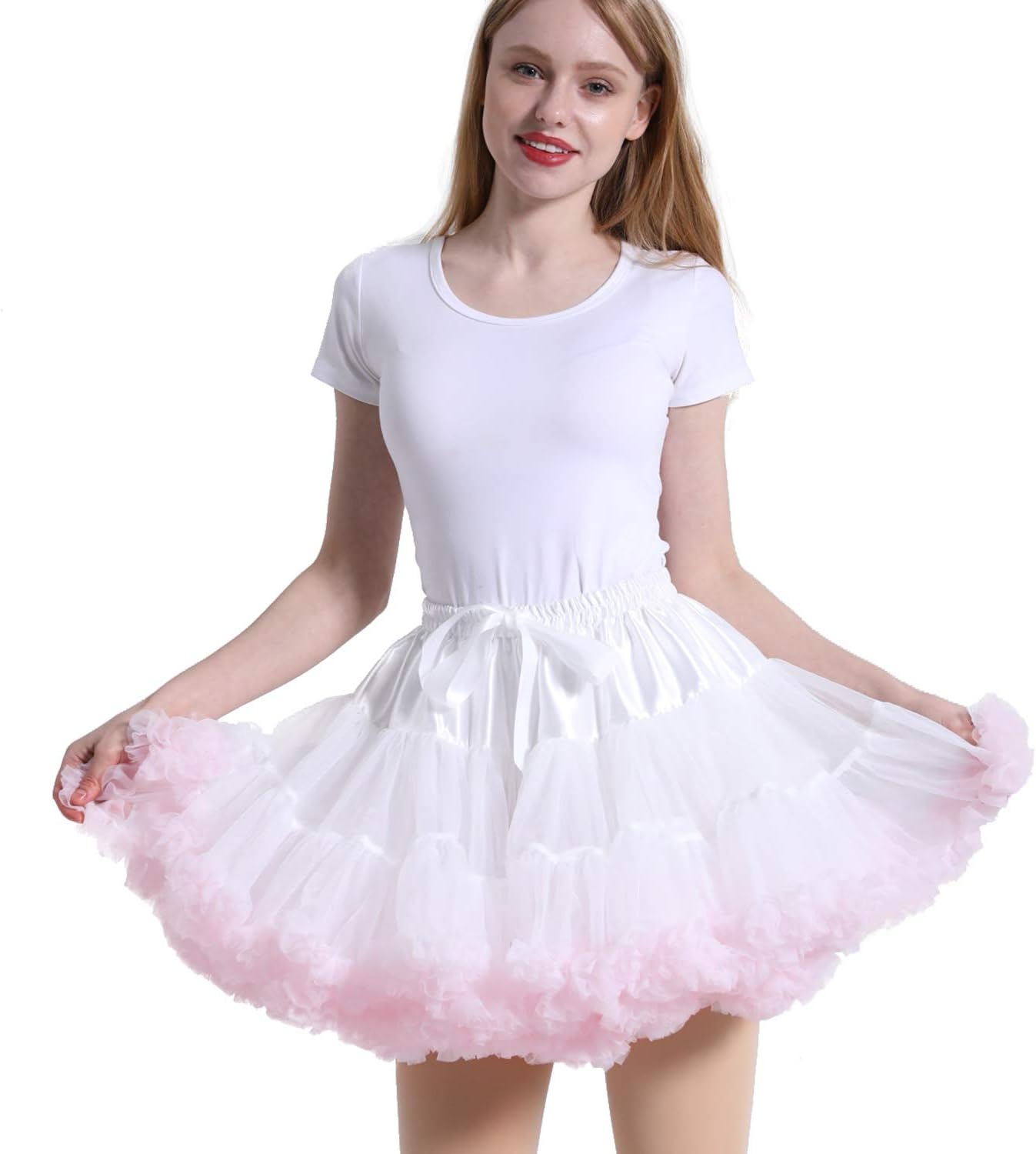 Women's Elastic Waist Chiffon Petticoat Puffy Tutu Tulle Skirt Princess Ballet Dance Pettiskirts Underskirt - Image 2