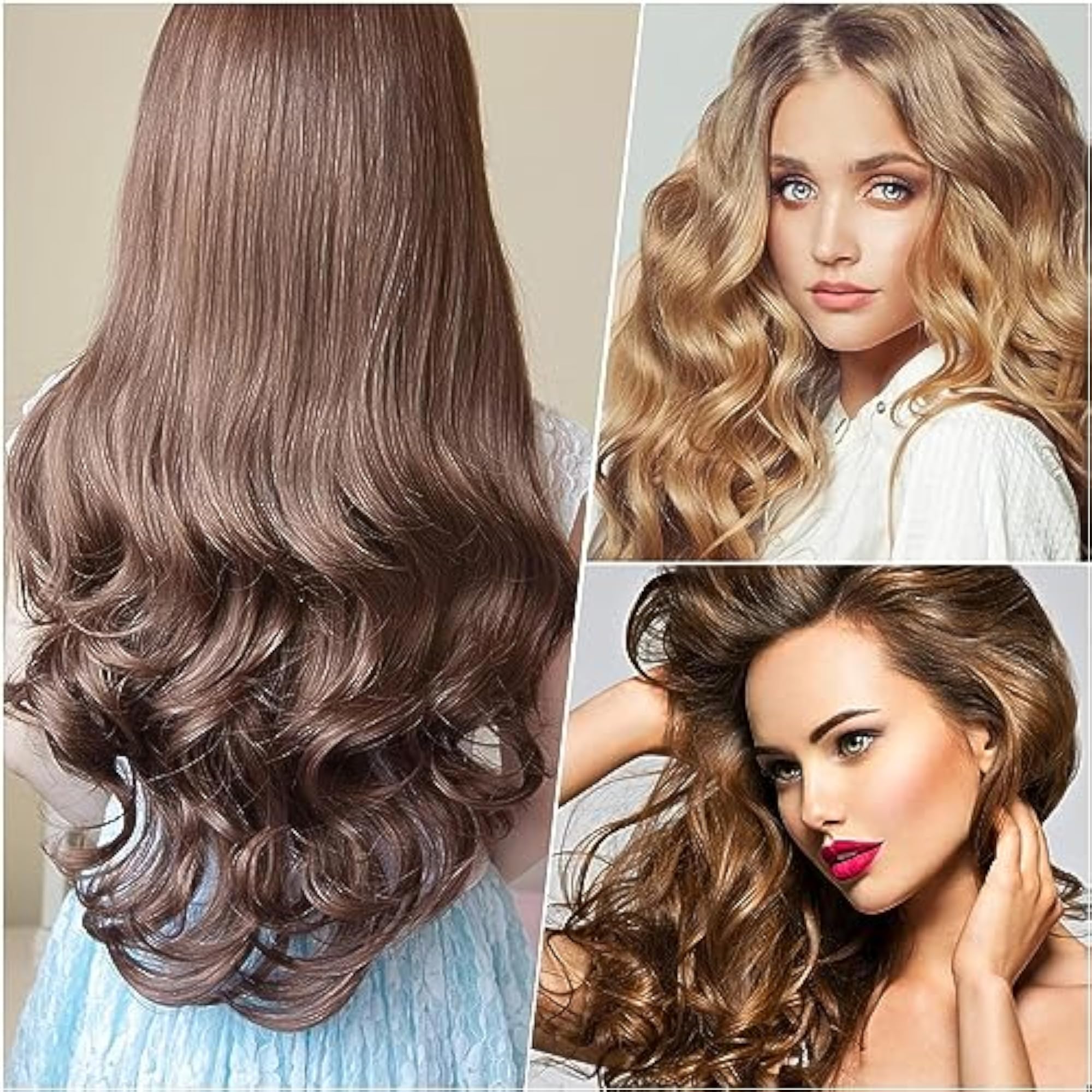 6Pcs Jumbo Hair Rollers Set with Stainless Steel Clips