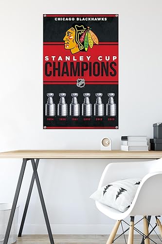Miniatura 6 de Trends International NHL Chicago Blackhawks - Póster de pared Champions 23, 22.37 x 34.00 pulgadas, paquete de póster y alfiler