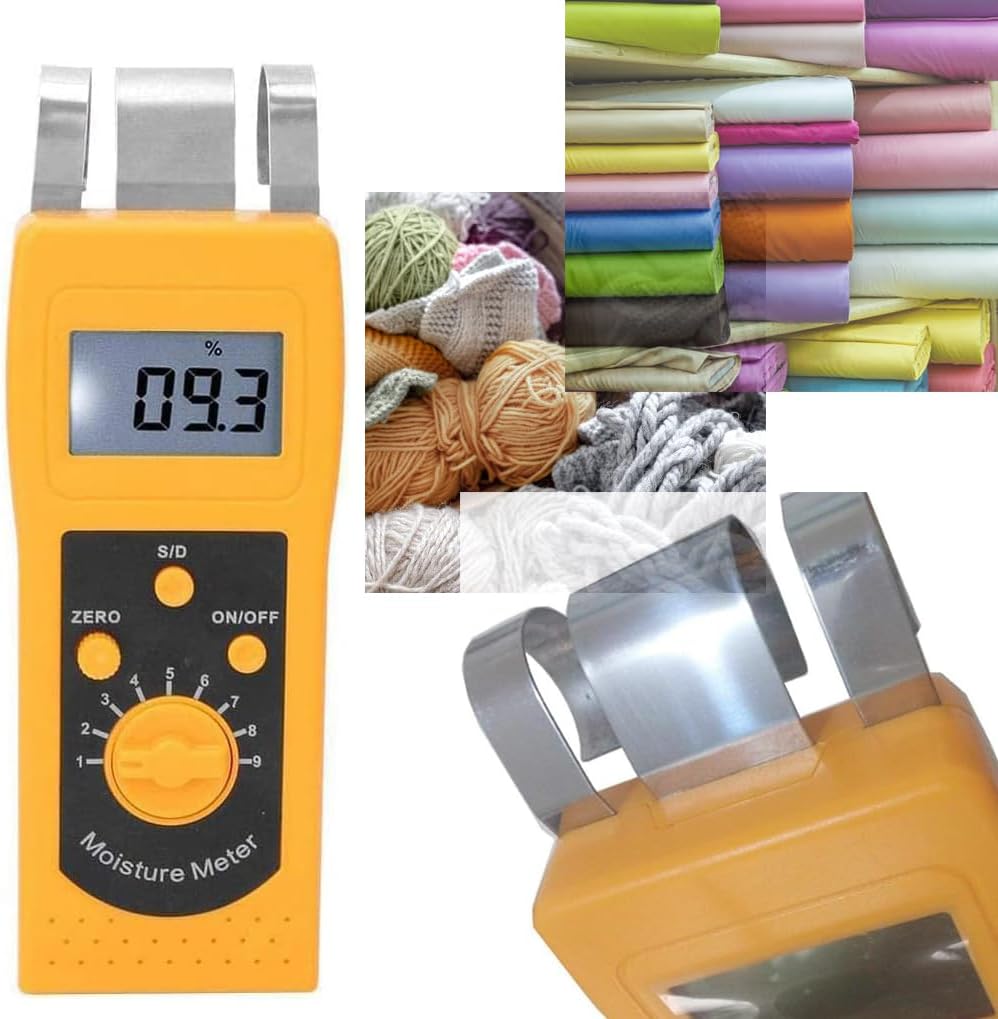 Textile Moisture Meter Tester Analyzer Measuring Range 0.0% to 90% for Cotton Clothes Yarn Wool