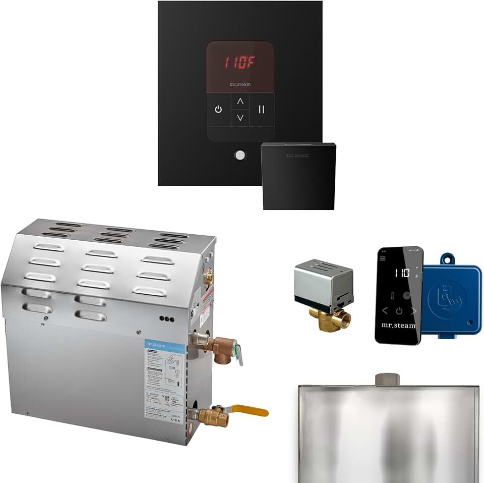 Mr Steam MS 15kW (15000W) Steam Shower Generator Package w/square iTempo Control in Matte Black