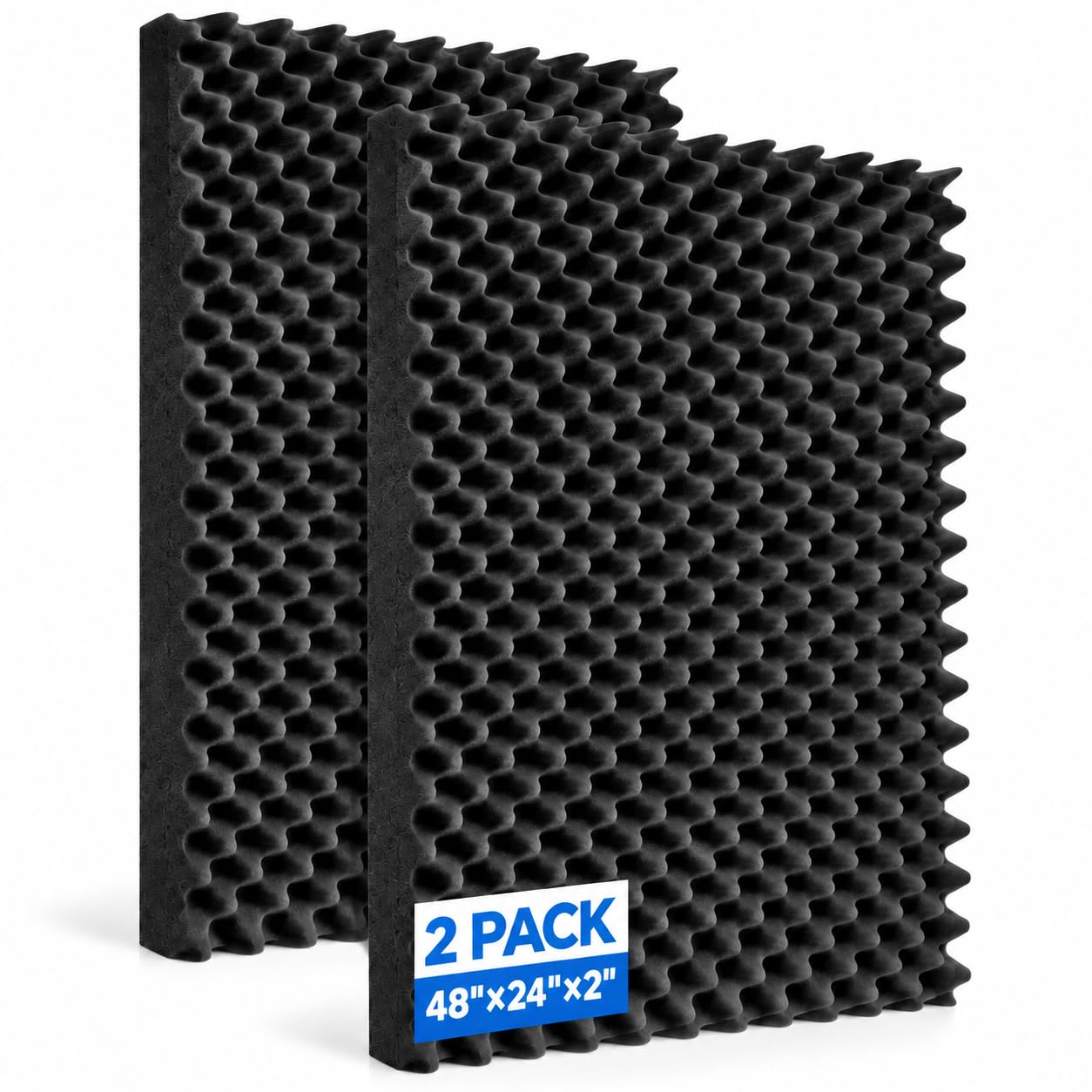 2 Pack Egg Crate Acoustic Foam Panels, 48 x 24 x 2 in