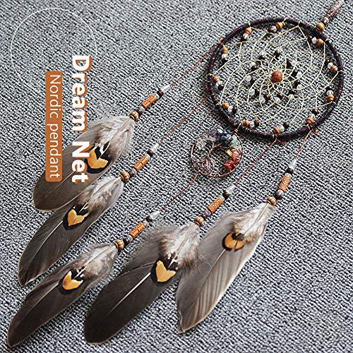 Meisi apanhador de sonhos feito à mão, estilo indiano, rede circular, penas, sonho, pendurado, para