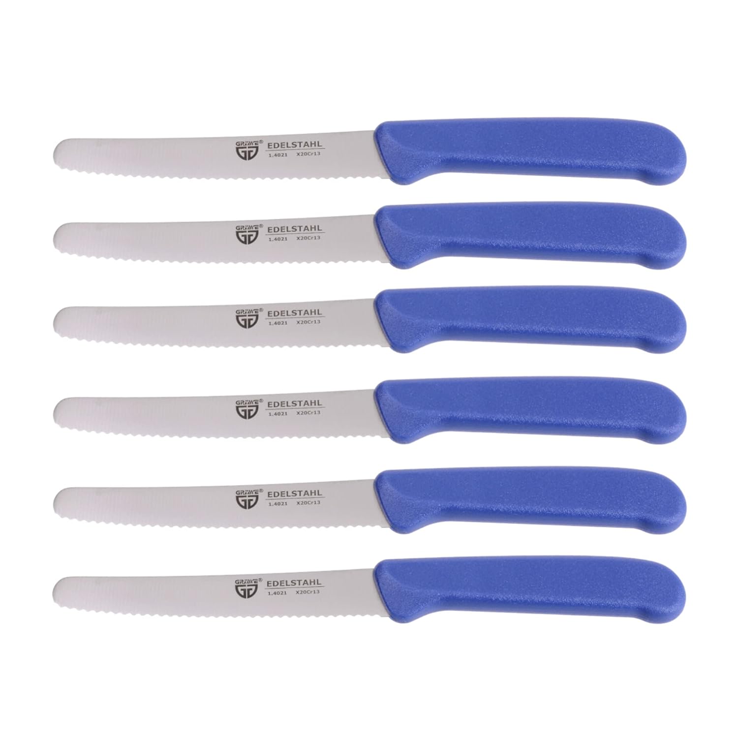 GR WE table knife 6 pieces set for cutting pack of 6 bread knives for breakfast with serrated