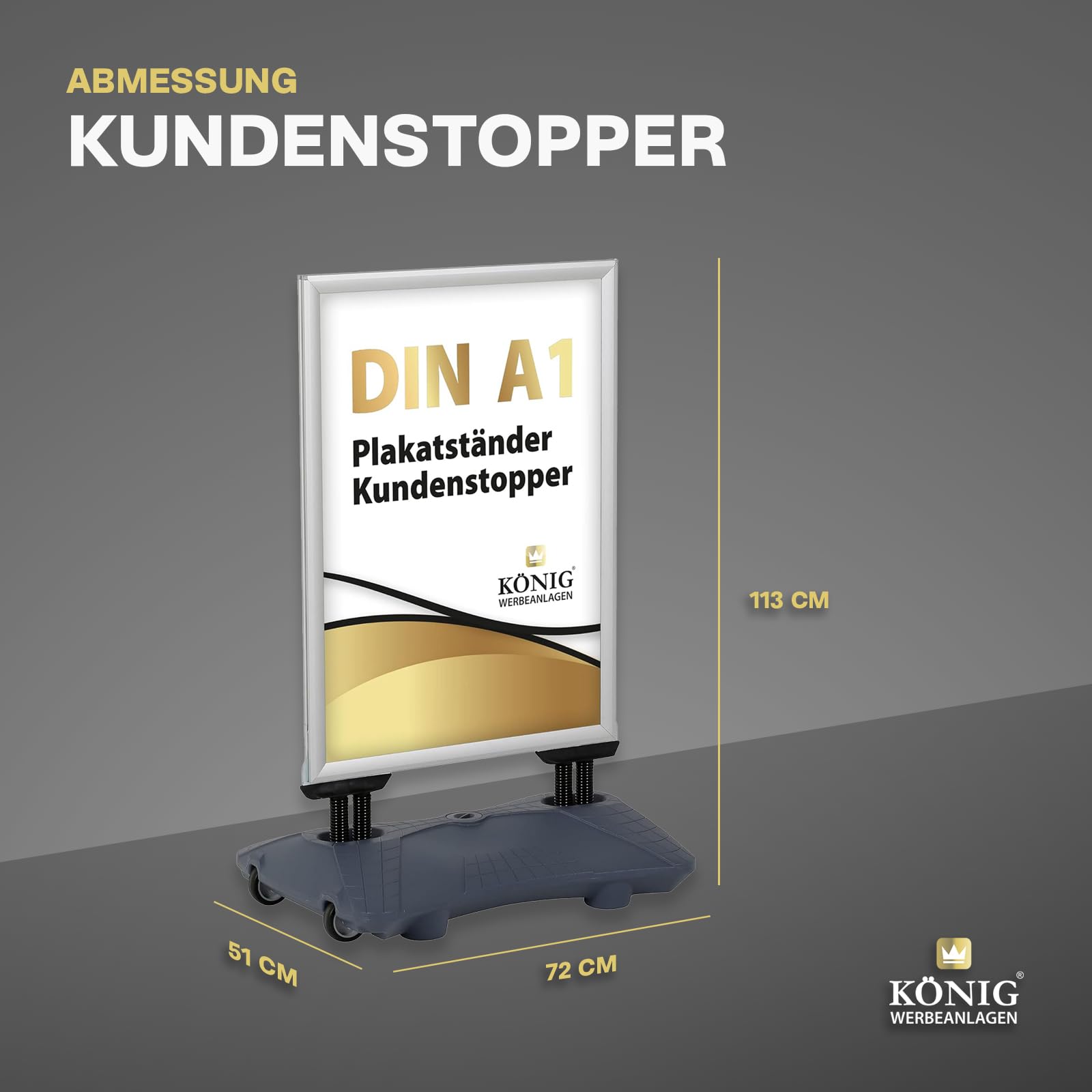 Dreifke Plakatständer Keitum Wind Line Plus DIN A1 silber| beidseitig für 2 Plakate | stabiler Fuß für sicheren Stand bei Wind und Wetter | entspiegelte Schutzscheiben | Kundenstopper Aufsteller