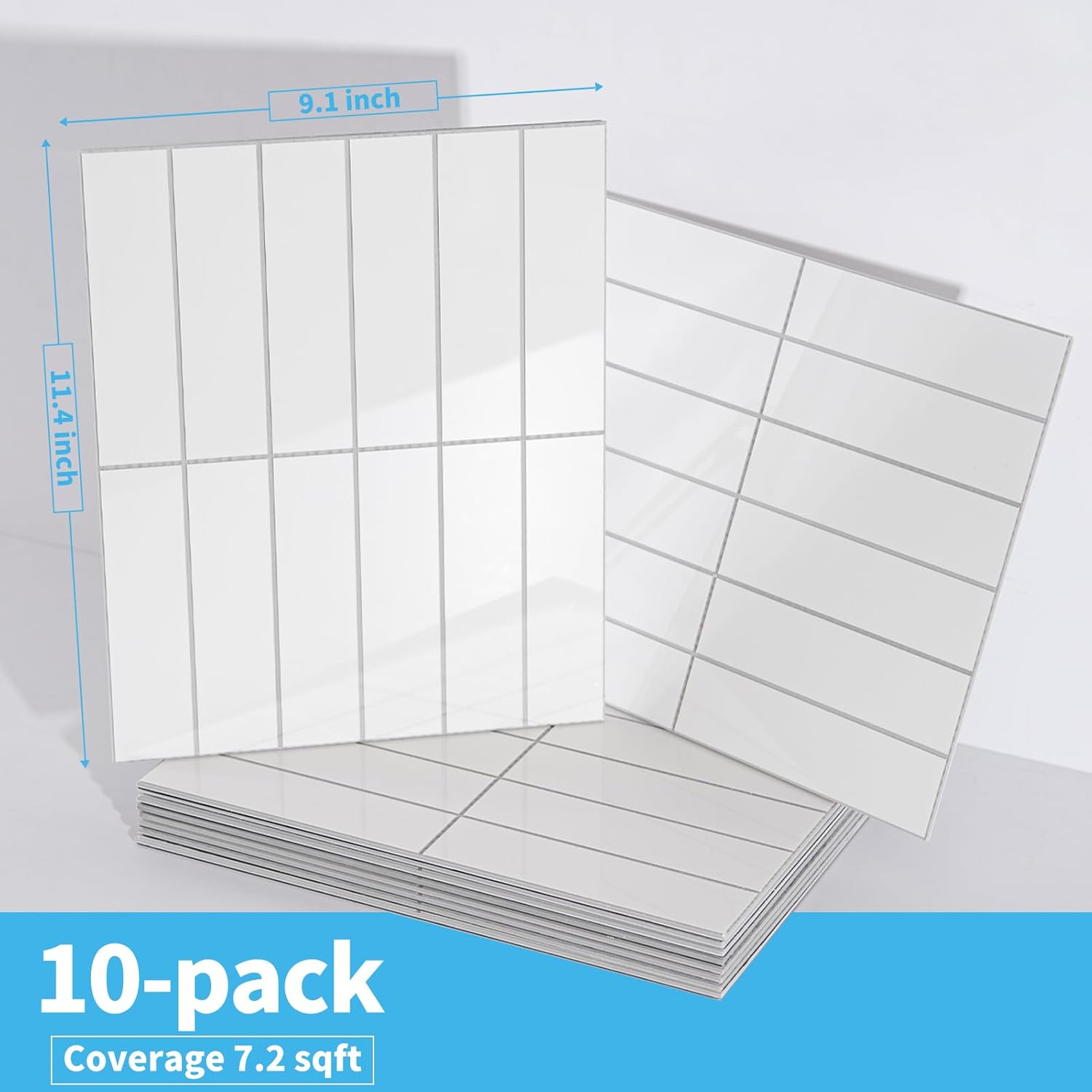 Art3d 10-Sheet Faux Marble Peel and Stick Backsplash Tile for Kitchen Wall Bathroom Countertops, 11.4 inch x 9.1 inch Stick-on Glazed-Ceramic Finish Resist to Water, Heat and Scratches, White