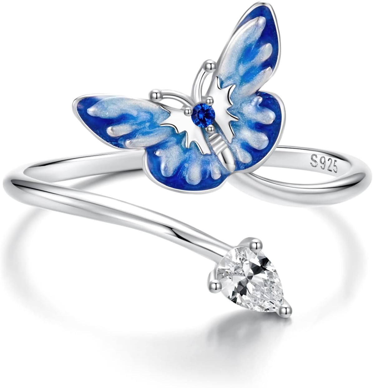 925 Sterling Silver Rings for Women Mermaid Tail/Daisy Bee/Flower/Butterfly Ring Dainty Stackable Rings Ajustable Cute Ring for Girls