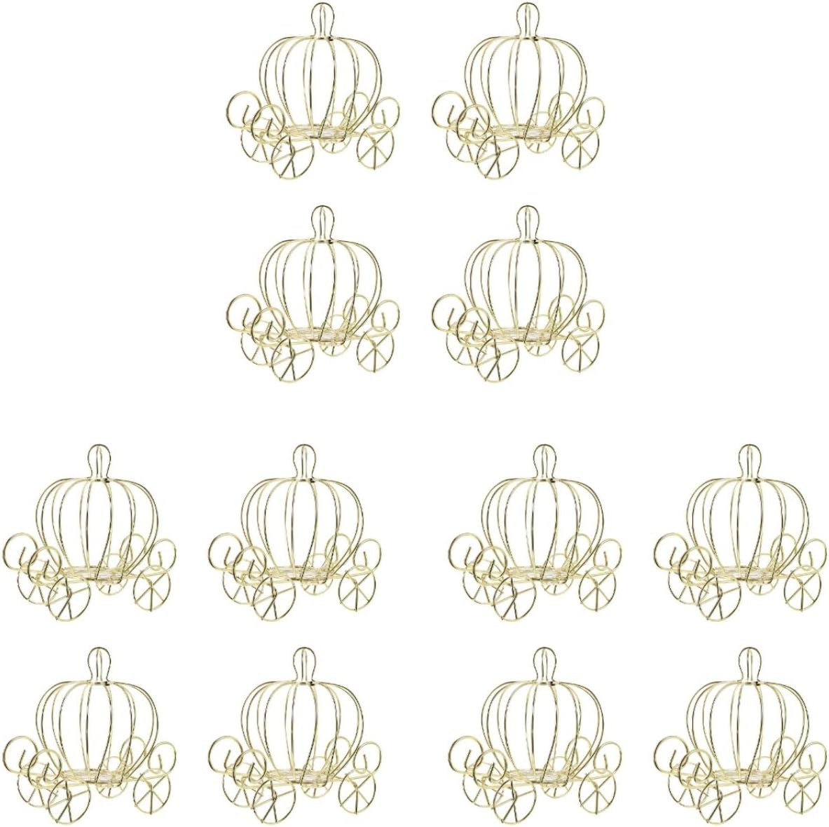 BESTOYARD Set of 12 Pumpkin Carriage Candy Holder - Elegant Wire Candy Box Wedding Favor, Anniversary Wedding Halloween Princess Centerpiece