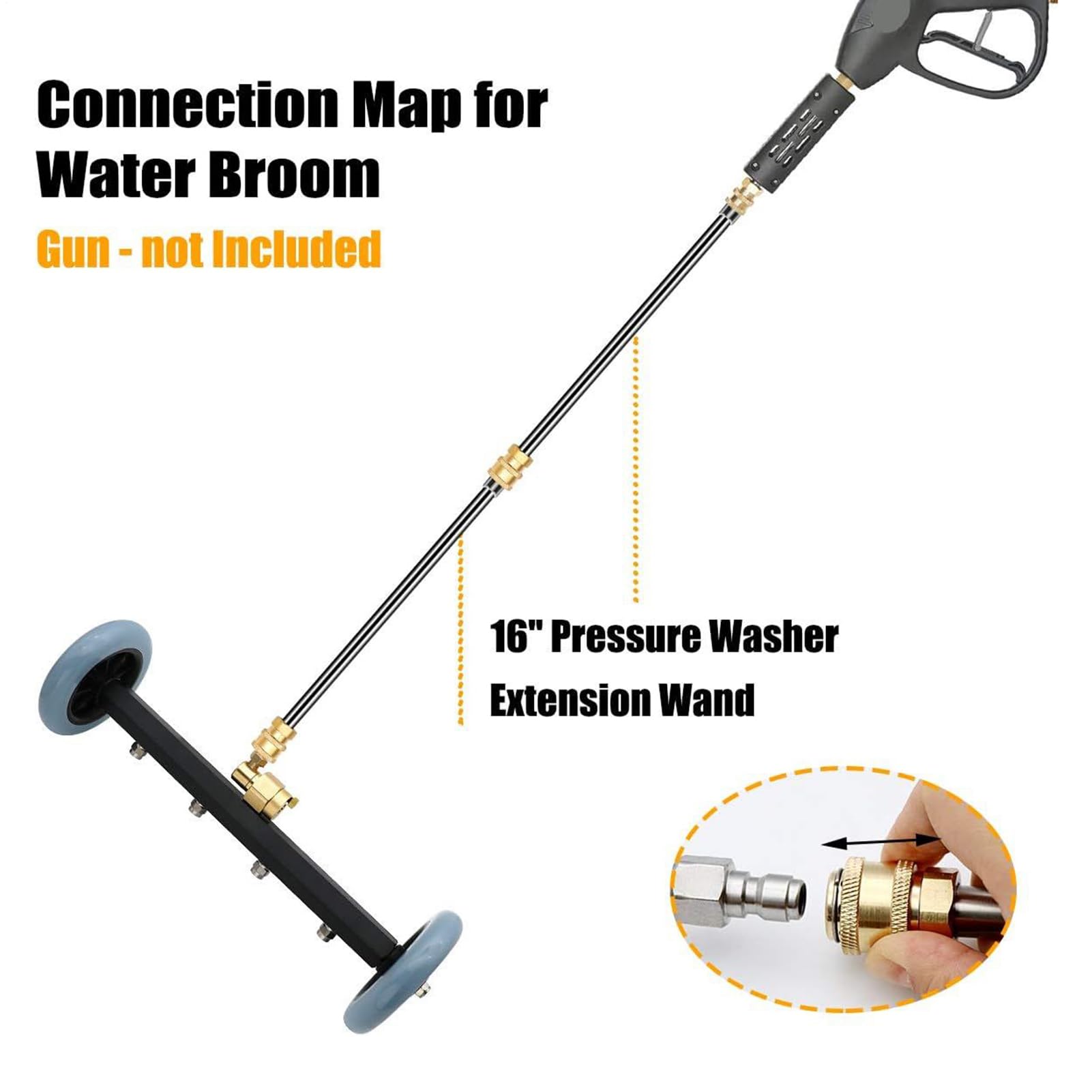 Hidrolimpiadora Para Bajos del Vehículo Limpiador De 276 Bar Con 2 Varillas | Rociador Para Chasis 41 Cm Para Hormigón, Estructura, Entrada, Terraza, Suelo, Jardín Y Máquina Lavar
