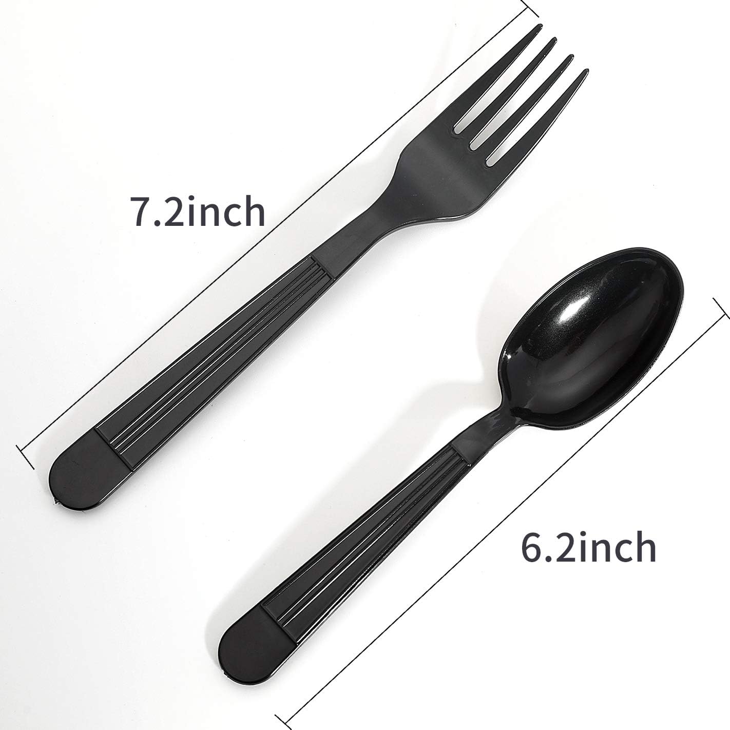 Supernal 400pcs Black spoons plastic disposable,Plastic Flatware, plastic forks and spoons, Black Plastic Cutlery, 200 forks and 200 spoons, Covenient for take-out and buffet
