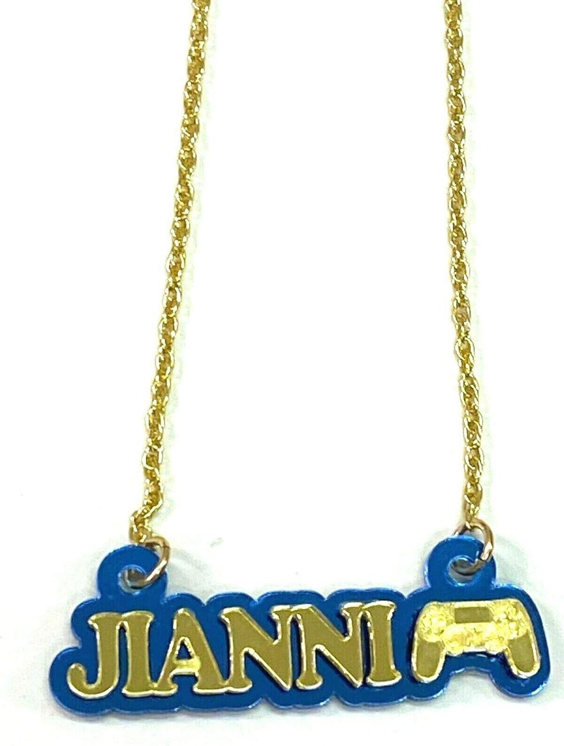 MIRROR MANIA Name Plate Custom Necklace Chain With Video Game Controller Console Joystick Gaming Room Design Personalized Nameplate Laser Cut Gold Letters, Quality Gold Chain, Made To Order Any Name!