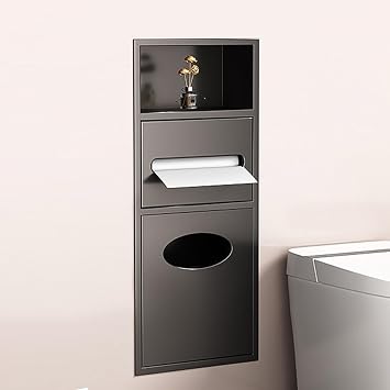 Recessed Shower Niche Bathroom Wall Storage Shelf Organizer ,Stainless Steel Shower Shelf Recessed Toilet Paper Holder Shower Niche Built-In Trash Can Rack, for Kitchen Living Room Hotel Residentia