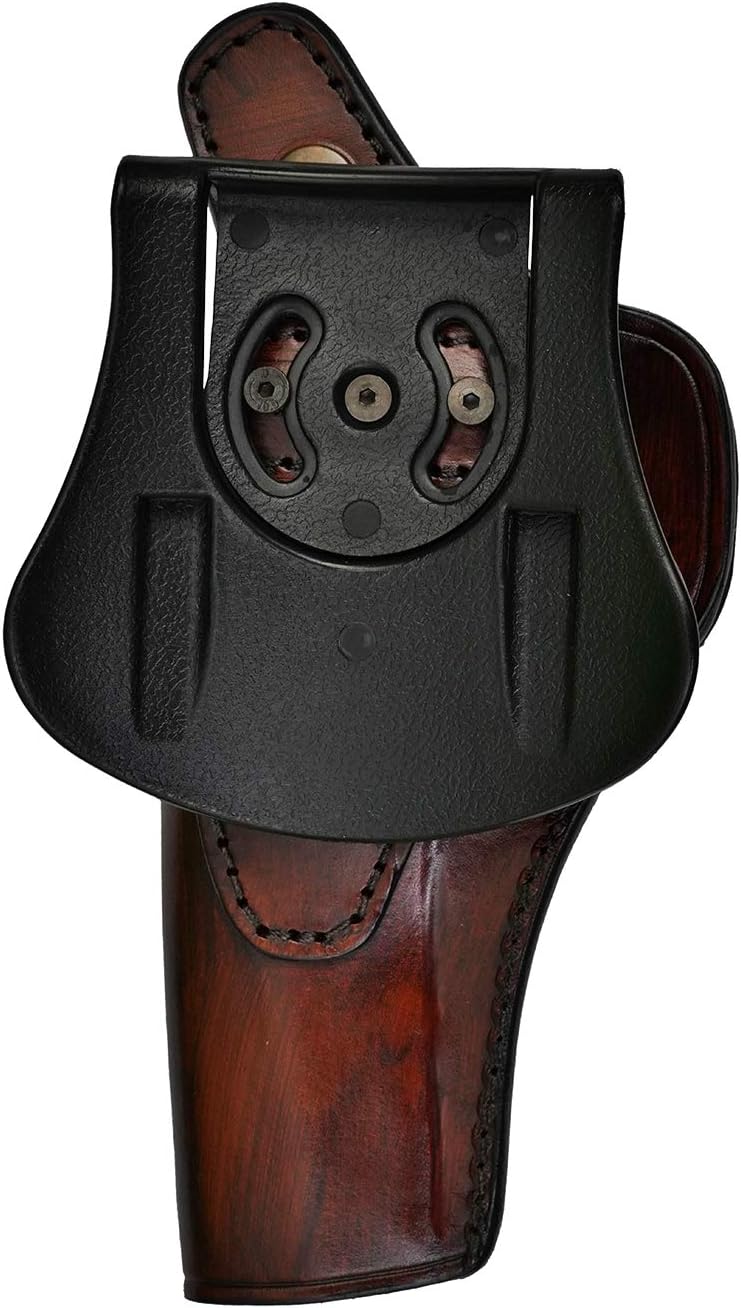Basket Weave Leather Paddle Holster Fits Colt Python or Colt King Cobra, Premium Leather, Thumb Break - ShnLeather