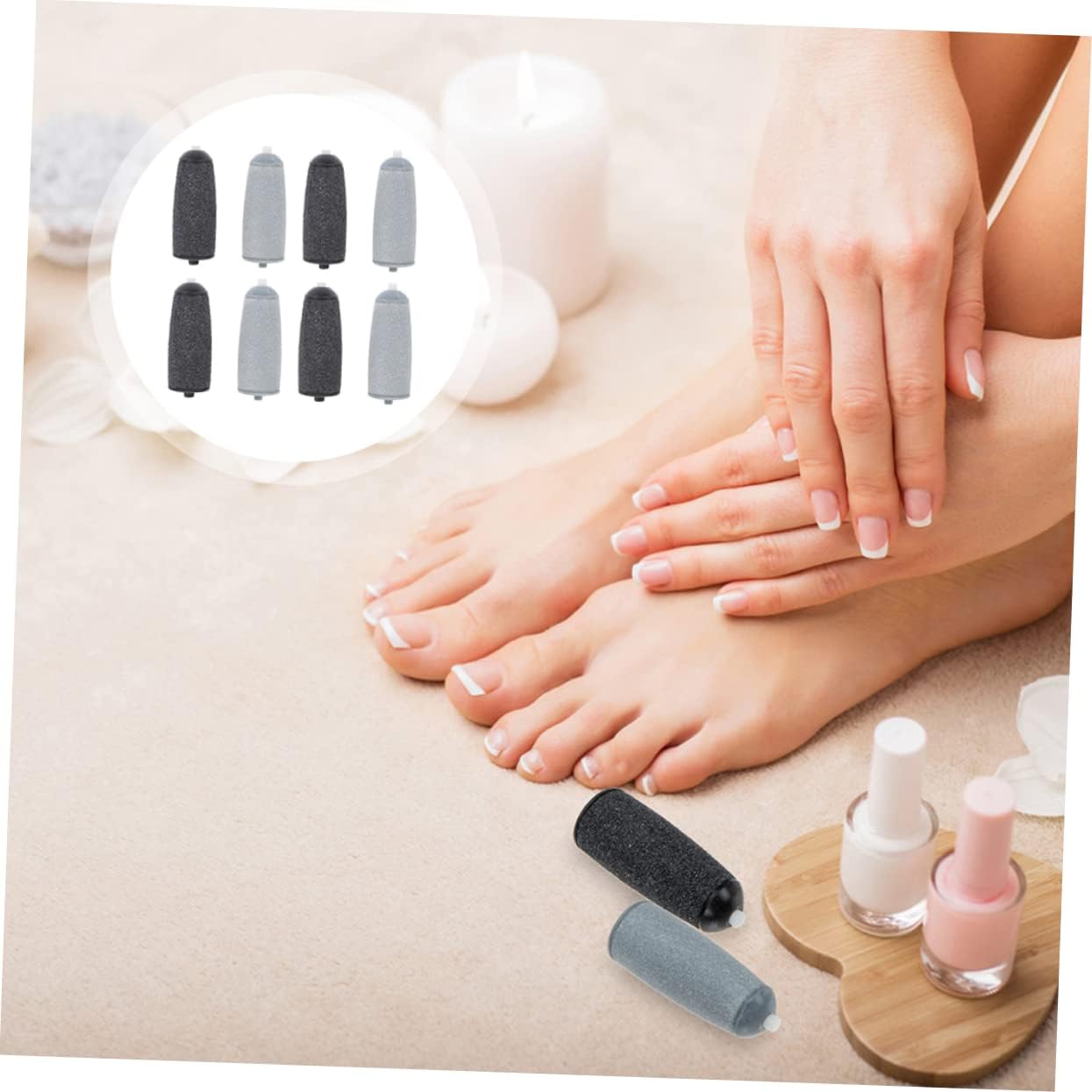 6Pcs Foot File Replacement Heads for Electric Pedicure Tools Professional Grinding Rollers for Dead Skin Removal Convenient Foot Care Supplies