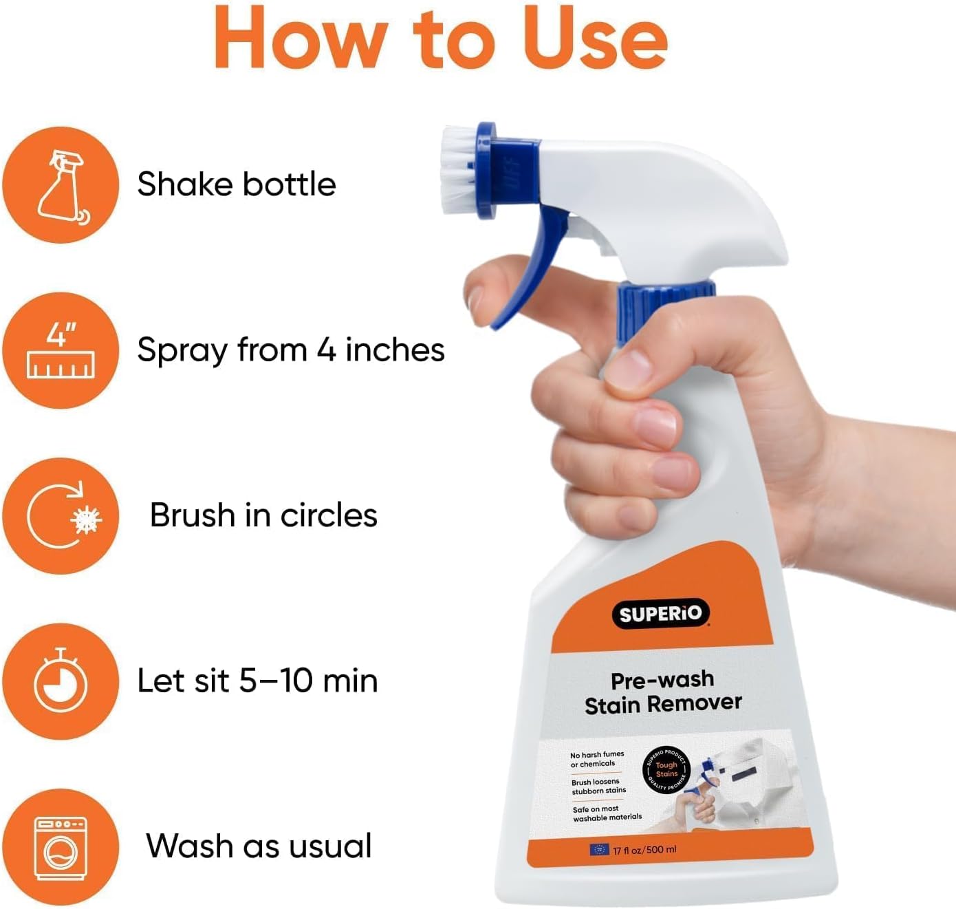 Pre-Wash Stain Remover Spray with Brush, Colered Cloth Detergent, Garment Cleaning Stain Cleaner, 2 Pack