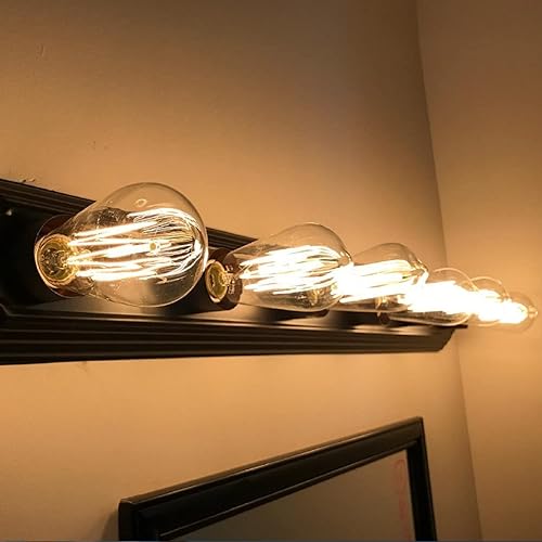 Miniatura 6 de Edison Foco de luz clásico de 60 W, estilo de filamento tipo jaula regulable, foco de luz antigua clásica incandescente para lámparas del hogar,