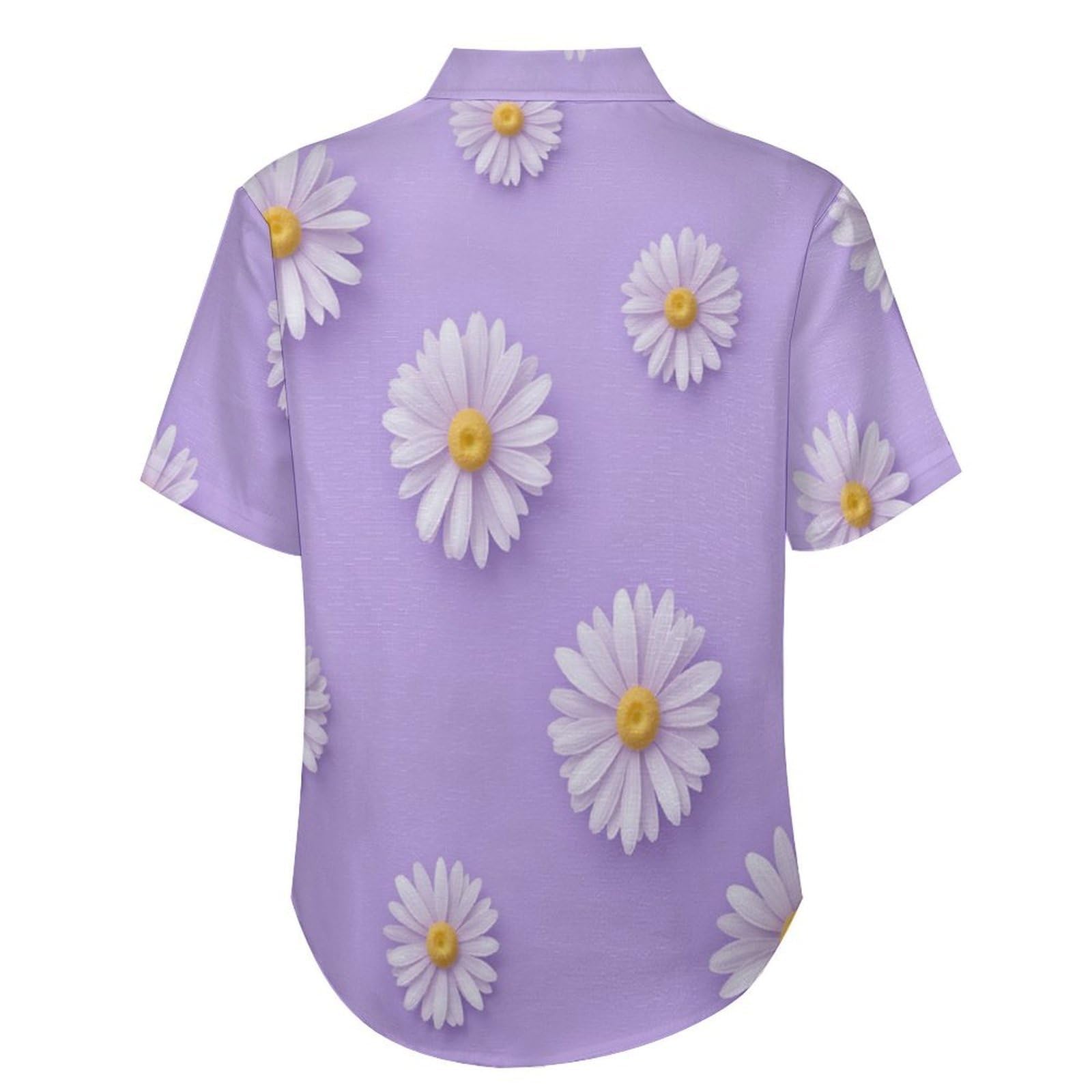Camicie a Maniche Corte da Uomo - Camicie da Spiaggia con Stampa Margherita Graziosa Motivo Floreale Moderno, Funky Estiva Cool Camicia Hawaiana Monopetto Camicia S-5XL
