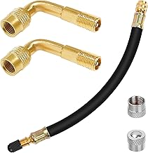 Yeepeo 3 × Ventilverlängerung Autoventil, Reifenventil Verlängerung Adapter mit Kappen, 90 Grad Winkelventil 180mm Flexible Gummi Ventilverlängerung Kupfer Ventiladapter Set für Auto Motorrad Fahrrad