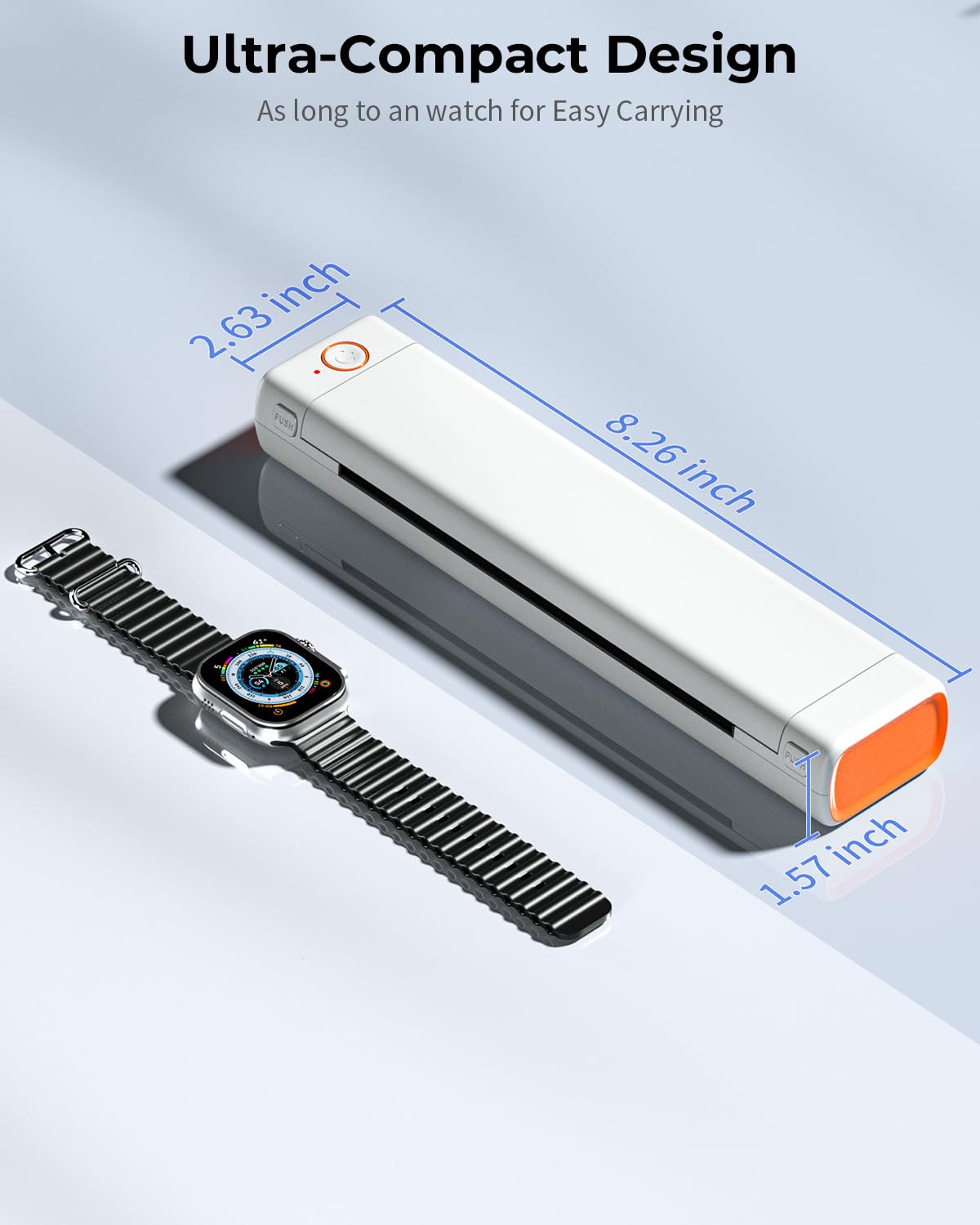 Phomemo M08F Mobiler Drucker, Thermodrucker Reisedrucker Unterstützt A4 Thermopapier, Mobiler Drucker A4 für Unterwegs Kompatibel mit Smartphone & PC