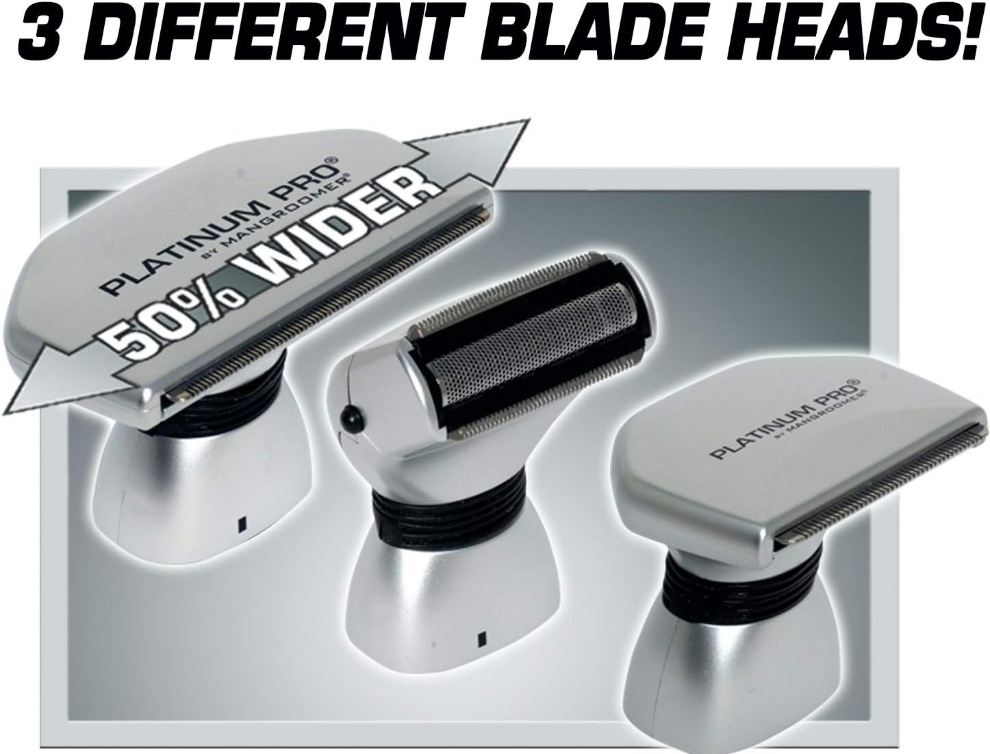 Platinum Pro by MANGROOMER New Back Shaver with 3 Shock Absorber Flex Heads, Power Hinge, Extreme Reach Handle & Bonus Case! (Generation 8.0), 4 Piece Set image 4