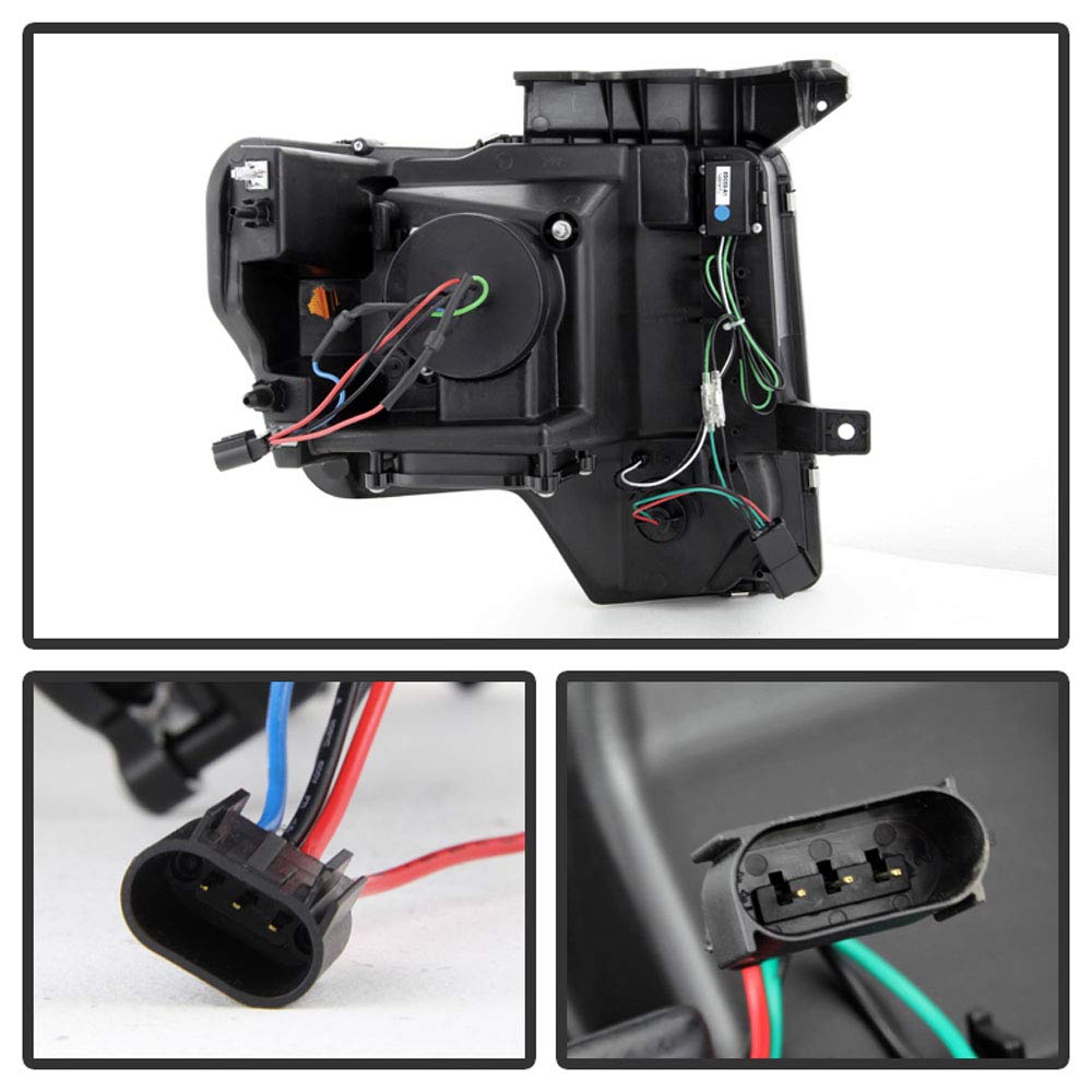 ACANII - For [Halogen Type] 2009-2014 Ford F150 LED Tube Black Housing Projector Headlights Headlamps Driver+Passenger