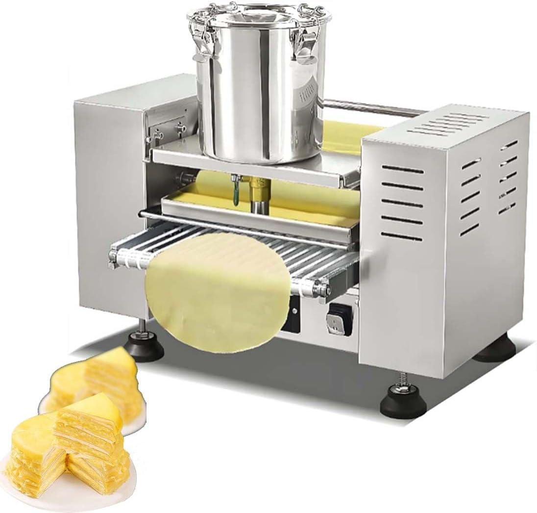 Commercial Automatic Mille Crepe Cake Making Machine,Thousand-Layer Egg Skin Maker,Thousand Layers Cake Skin Machine Crepe Crust Machine,Dia.: 6”/8”/10”,Crepe Thickness: 0.4-1.2mm 8-inches