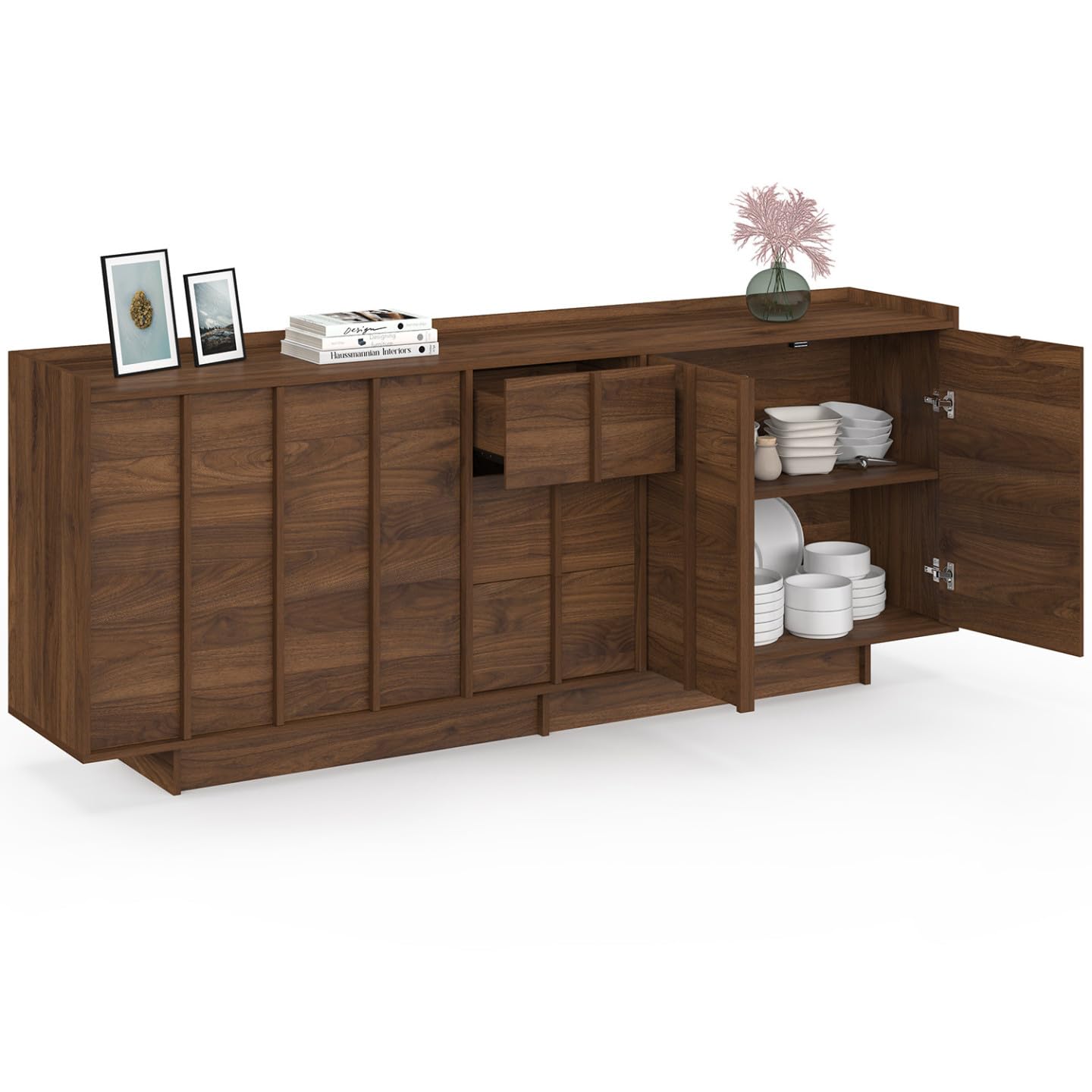 IDMarket Rosie - Aparador de 200 cm, 4 puertas y 3 cajones