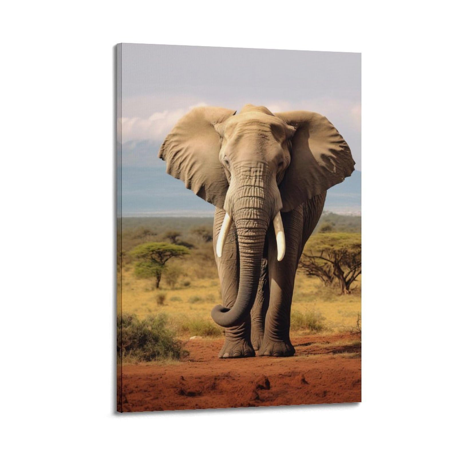 WZKTCL Animal Artwork Poster Elephants in The Grasslands Poster Decorative Painting Canvas Wall Posters And Art Picture Print Modern Family Bedroom Decor Posters 24x36inch(60x90cm)