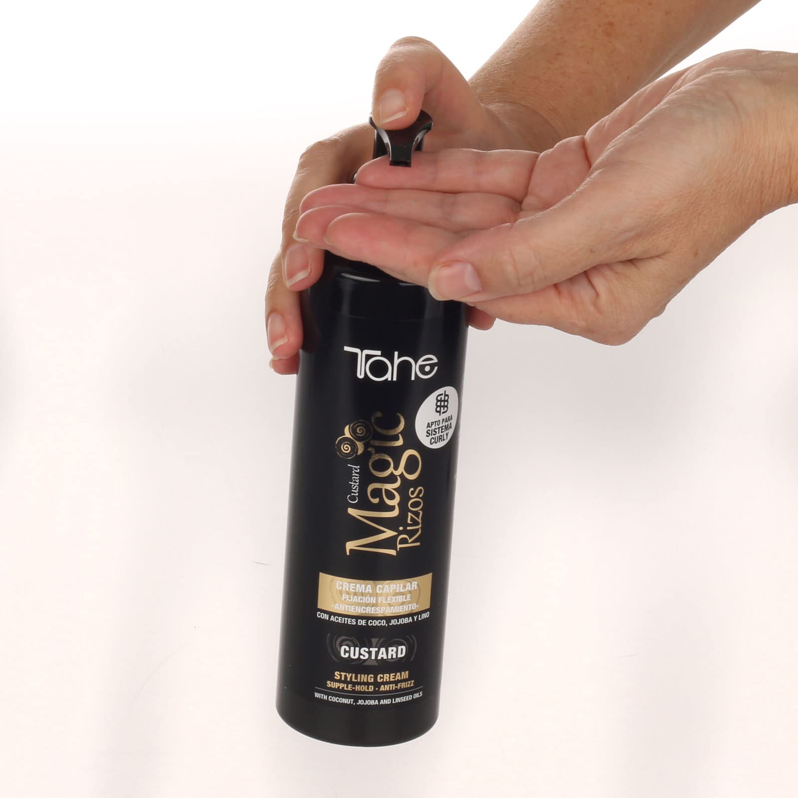 Tahe Magic Rizos Crema capilar de fijación fuerte antiencrespamiento Custards ideal para cabello teñido (300 ml)