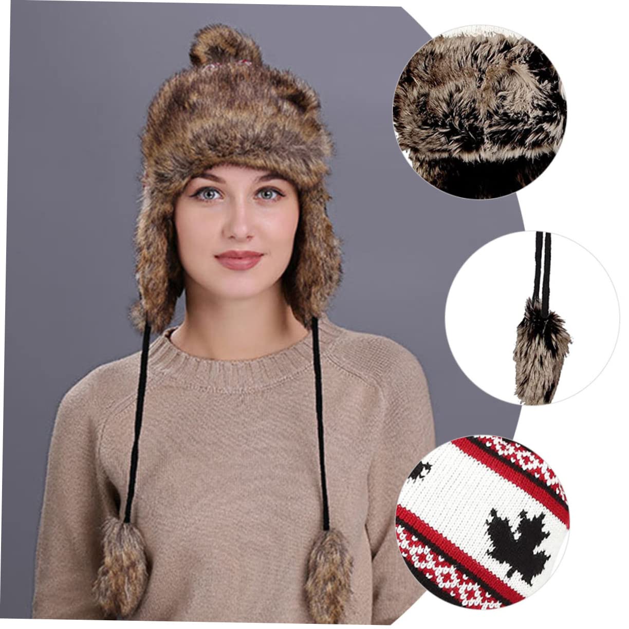 5 Piezas gorro de arce gorro con orejeras sombrero de punto de moda sombreros de mujer termico cálido sombrero caliente aire portátil algodón
