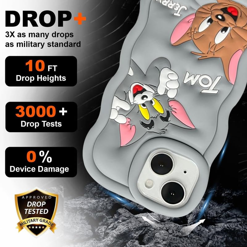 Image of COVERLY for iPhone 6S Plus Cartoon Case, Smart 3D Cute Curly Wavy Side Full Protective Flexible Unbreakable Back Case Soft Silicone Stylish Fashion Fun Aesthetic Cover for Apple iPhone 6S Plus (White)