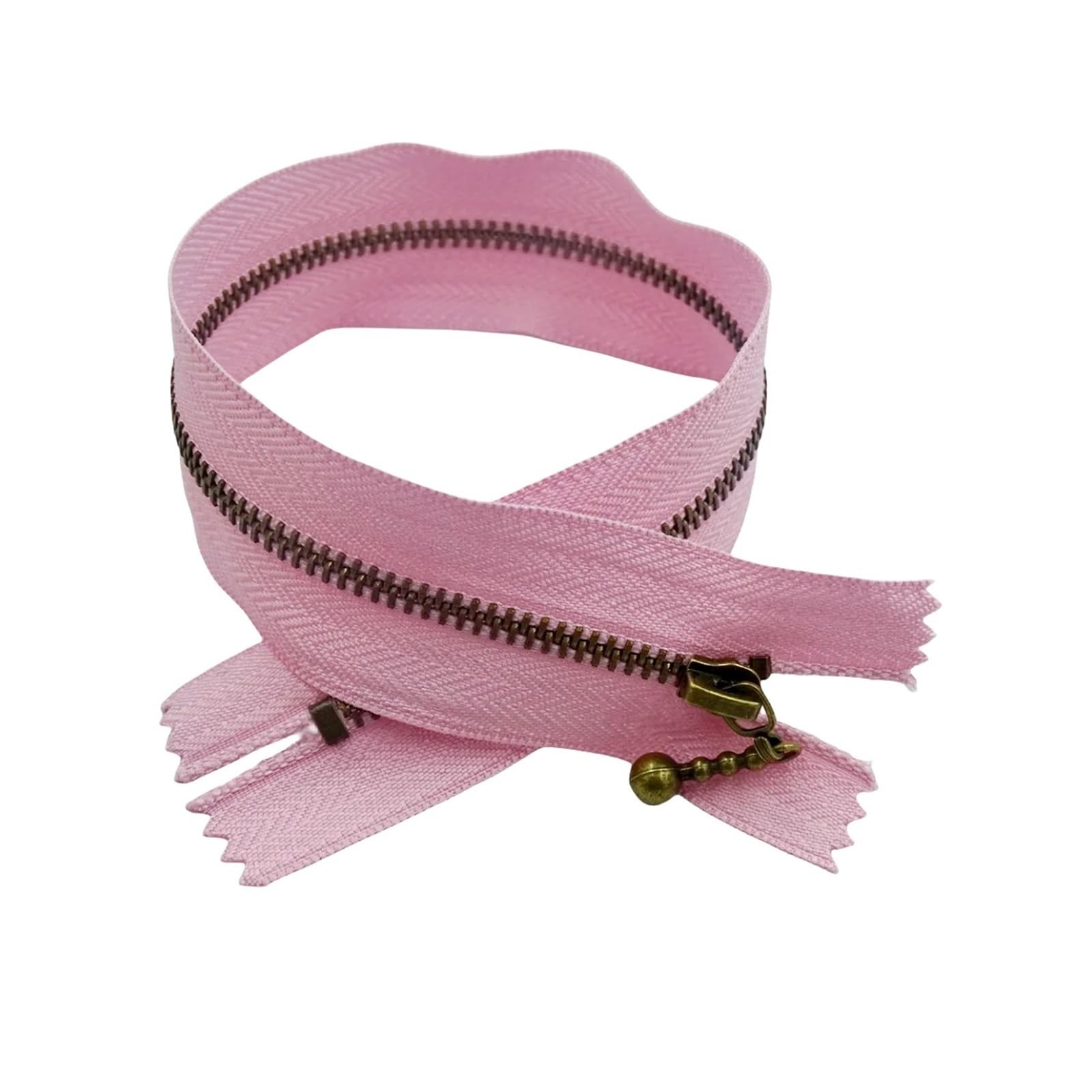10pcs 8-20inch Round Bead Modeling Copper Zipper Metal Zipper for Sewing DIY Handbag Bag Craft Color(Dark Purple,50CM)