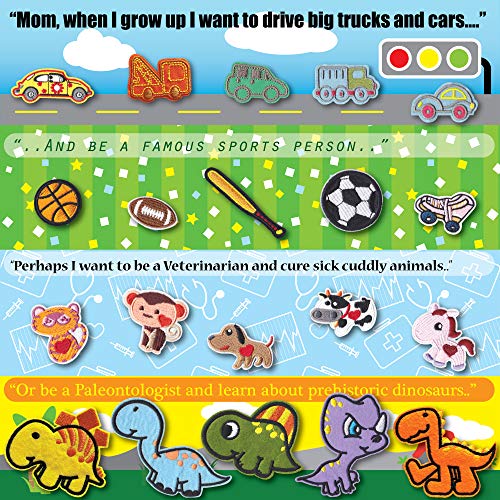Heyazea 40Pcs Cool Kids Embroidered Iron On Patches Cute Sewing On Patches Appliques For Clothes Jackets Hats Backpacks Jeans; Boys Girls; Fishes Dinosaurs Cars Sports Space Animal Robot Inspirational #TOP1