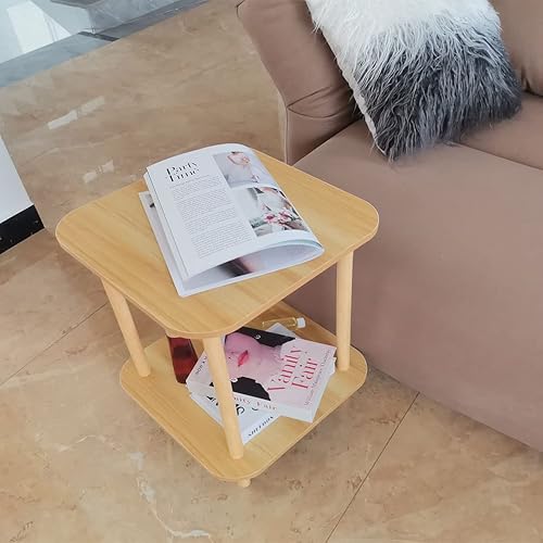 Miniatura 9 de Mesa auxiliar de madera (3 niveles) elegante y resistente mesa auxiliar moderna con almacenamiento, elegante mesa auxiliar de madera maciza con
