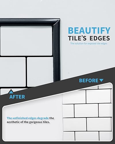 Miniatura 2 de Art3d - Revestimiento autoadhesivo de 30 pies para decoración de esquinas, despegar y pegar recortes en los bordes de los azulejos protectores de