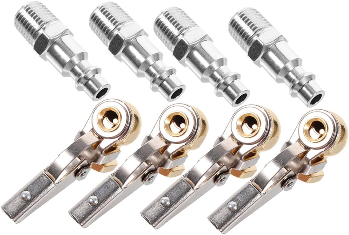 2 Sets 1/4" Npt Tire Air Chuck with Clip, Copper Locking Tire Inflator Adapter for Car, Truck Motorcycle Air Attachments