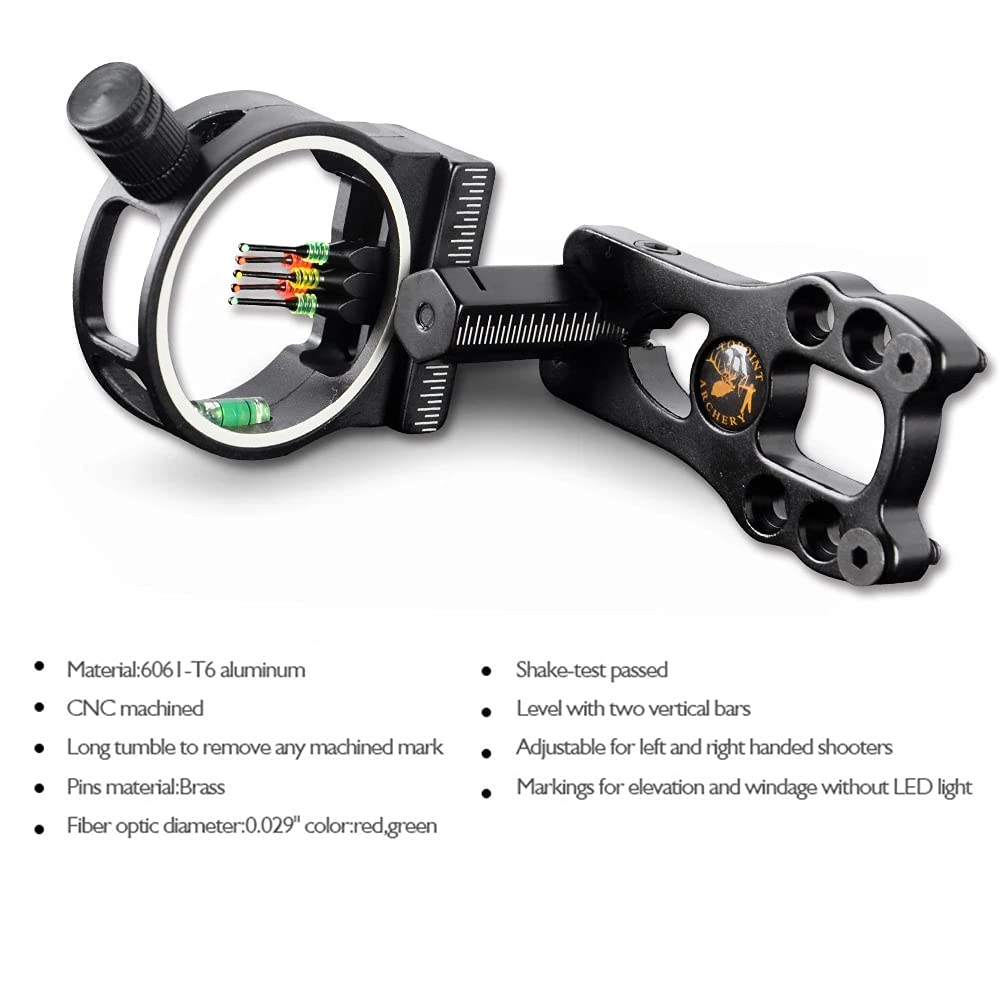 Bogenschießen Compoundbogen Zubehör Set 5 Pin Bogenvisier Pfeilauflage Bogenstabilisator Peep Sight Bogenschlinge für Compoundbogen Outdoor Jagdtraining