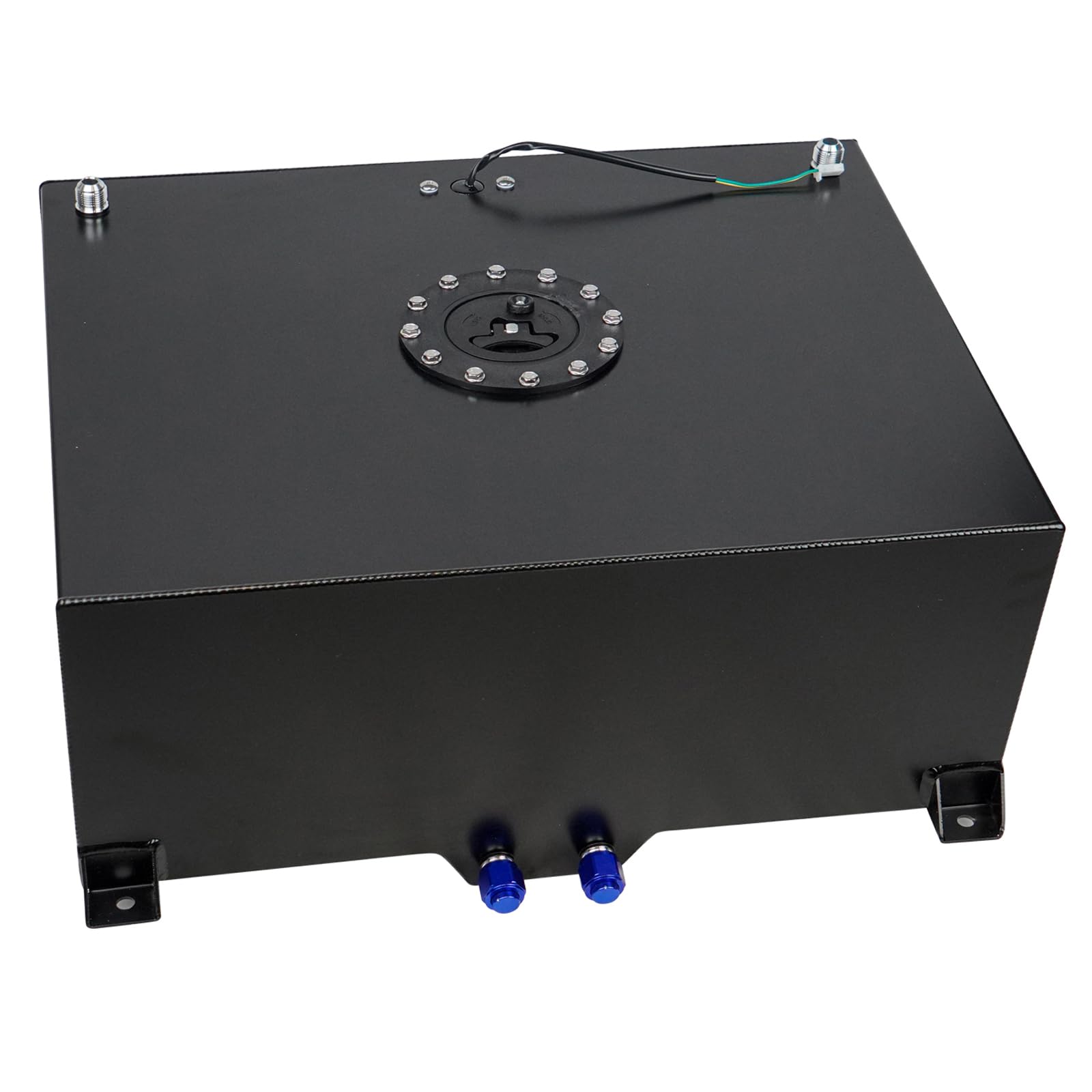 universal 20 gallon 80l fuel cell tank with cap and level sender polished aluminum black