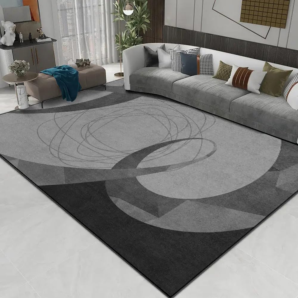 Grey Carpet for Living Room Home Decoration Balcony Coffee Table Large Area Rugs Bedroom Non-Slip Floor Mat,Flannel E,200x300cm 78.7x118in