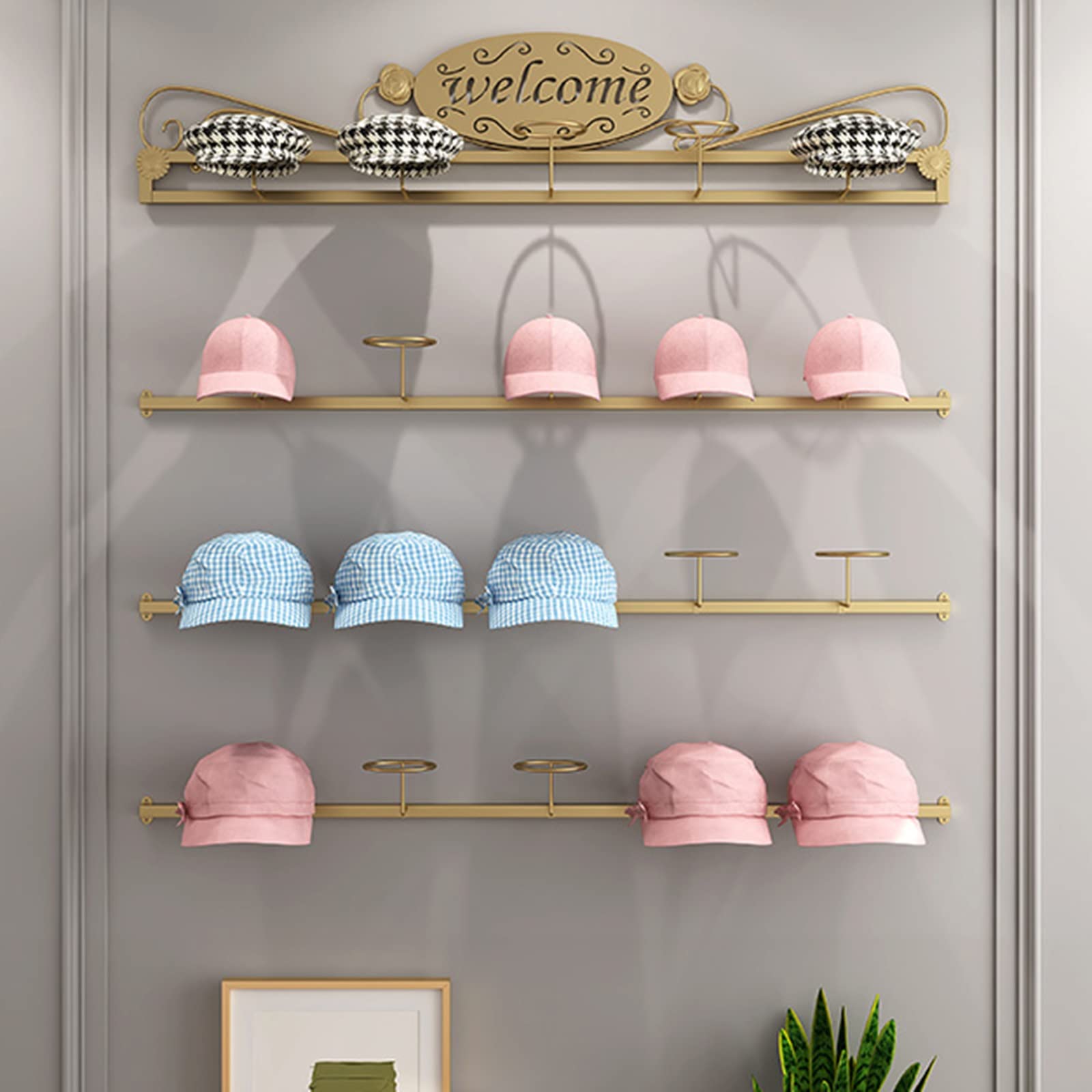 Soportes para Sombreros De Montaje En Pared para Gorras De Beisbol, Conjunto De 3 Modernos Soporte Organizador De Almacenamiento De Pelucas, para Armario/Dormitorio/Entrada