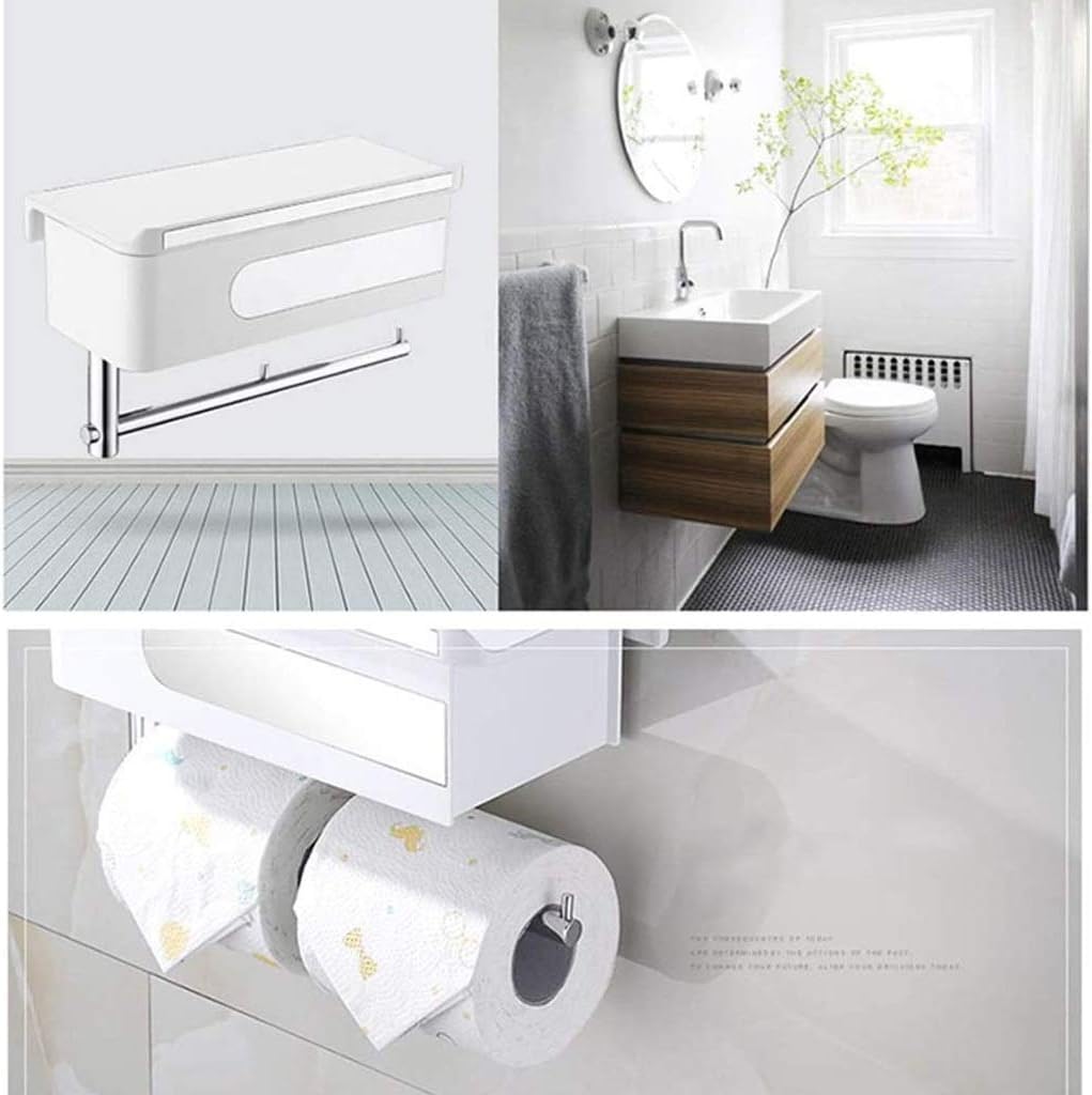 Toilet Paper Holder, Towel, Wall-Mounted Bathroom Tissue Box, Stainless Steel