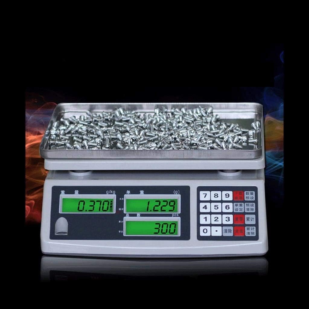 Balanza electrónica Digital de Alta precisión de Acero Inoxidable con Pantalla LCD, cálculo de Precios, pesaje Industrial, Precios comerciales, Plataforma para Tiendas de,30kg/0.1g
