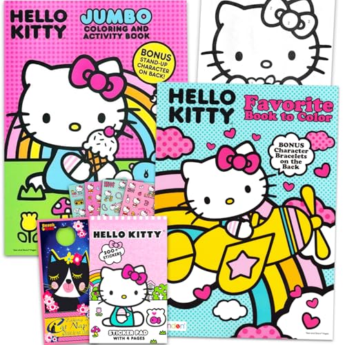 Hello Kitty Coloring Book for Kids Ages 4-8 - Bundle with Sanrio Coloring Pages, Activities, Games Plus Stickers, More | Hello Kitty Activity Book Set for Girls, Kids