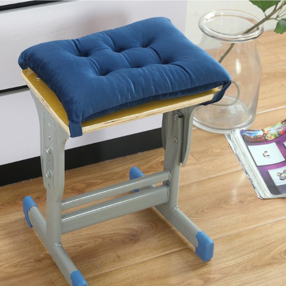 Set of 2 Rectangle Chair Pads, Non Slip Seat Cushion with Ties for Bar Stool Home School Office(Royal Blue,35 * 38 * 6cm)