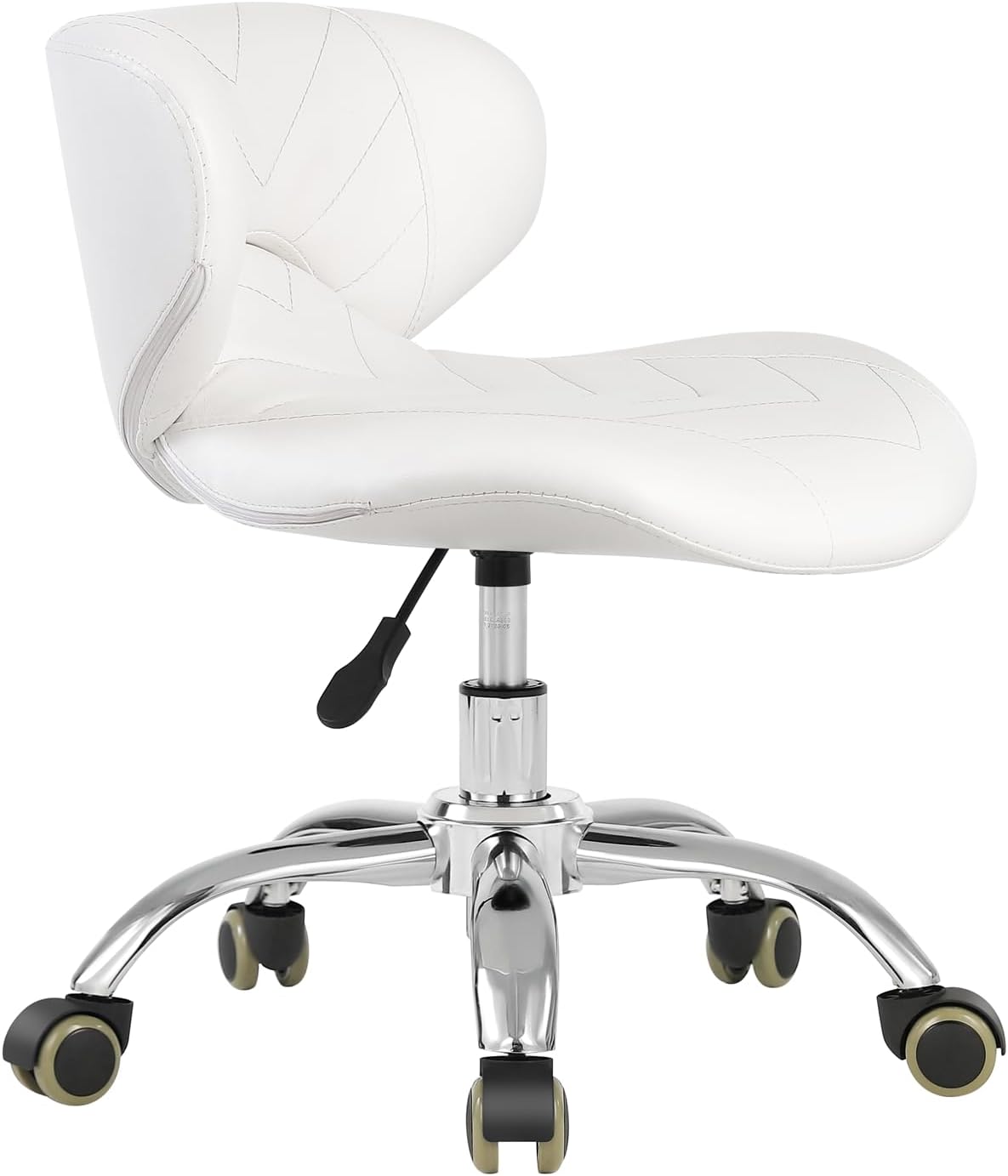 Pedicure Stool, PU Leather Massage Chair with Wheels for Salon, Home and Office (White)