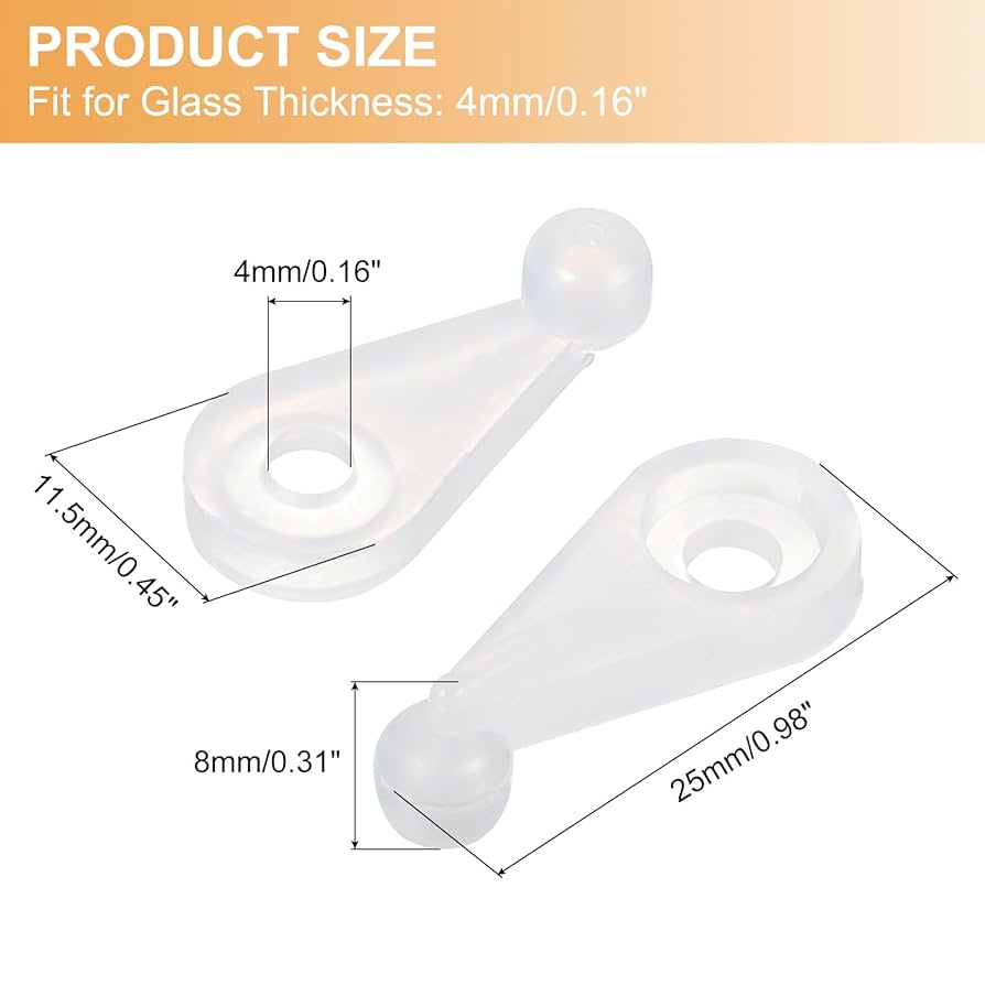 Glass Retainer Clips, 25 Pcs Glass Cabinet Clips 4mm Plastic Mirror