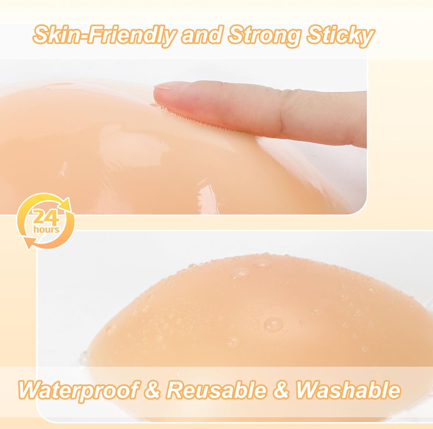 AMFLOWER Adhesive Bra Invisible Push Up Sticky Bra, Strapless Self-Adhesive Bra with Nipple Covers Soft Reusable Silicone Bra - Image 3