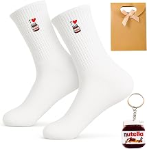 Nutella Gift Set, 3 Pieces Nutella Socks Personalised + Brown Chocolate Shower + Golden Bag, Happy Socks for Nutella Lovers, Funny Cool Socks Gift for Christmas