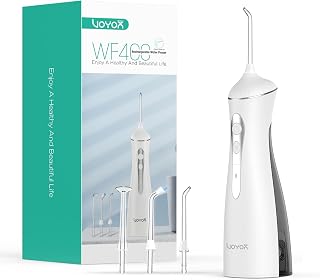VOYOR-Health Portable Water Flosser for Teeth Cleaning Cordless WF400 | Electric Portable Oral Irrigator, 3 Modes 4 Jet Tips, IPX7 Waterproof, For Teeth Cleaning Braces & Dental Care